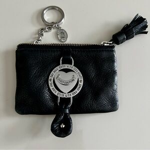 Juicy Couture Black Leather Keychain Pouch Wallet Vintage Y2K